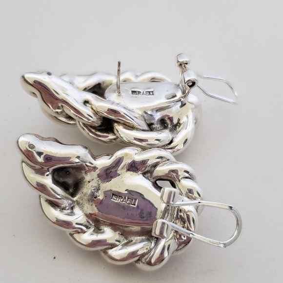 E&L Israel Sterling Silver Electroform Braided Earrings - Picture 7 of 8